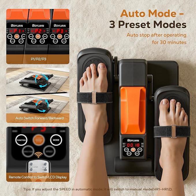 Under Desk Elliptical Machine, Electric Ellipse Leg Exercise as seen on TV, Quiet Seated Pedal Elliptical for Seniors with Remote Control for Home Office, 12 Adjustable Speeds