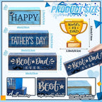 Yuntau 4 Pcs Father's Day Decorations Happy Father's Wooden Tabletop Tiered Tray Decor Rustic Best Dad Ever Trophy Block Table Sign Centerpiece for Farmhouse Shelf Office Birthday Party Gift