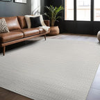 Modern Micro Loop Indoor Area Rugs for Living Room Bedroom Kitchen Geometric Pebble White 4x6 Luxury Durable Low and High Pile Non-Shedding Stain Resistant Soft Area Carpet 4 x 6