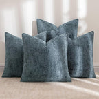 MIULEE Pack of 4 Couch Throw Pillow Covers 18x18 Inch Navy Blue Soft Decorative Chenille Pillow Covers Farmhouse Accent Cushion Covers for Boho Home Decor Sofa Bedroom Living Room