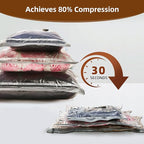 Travel Vacuum Storage Bags, 6 Pack Carry-On Size for Luggage and Suitcase, Vacuum for Bags Storage, Space Saver for Clothes & Clothing - 80% Space Saver（No pump）