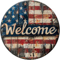 American Flag Metal Sign Vintage Tin Sign Round Sign Aluminum Sign for Farmhouse Kitchen Outdoor Outside Home Backyard Wall Decor 8 Inch