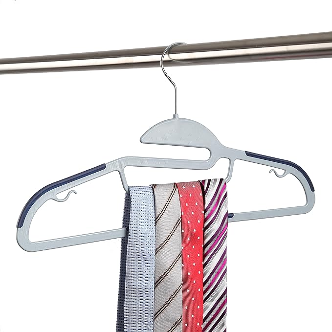 Finnhomy 50 Pack Plastic Hangers, Heavy Duty Clothes Hangers with Non-Slip Pads, Space Saving Easy Slide Clothes Hanger for Closet, Great for Shirts, Pants, Scarves, Strong Enough for Coat