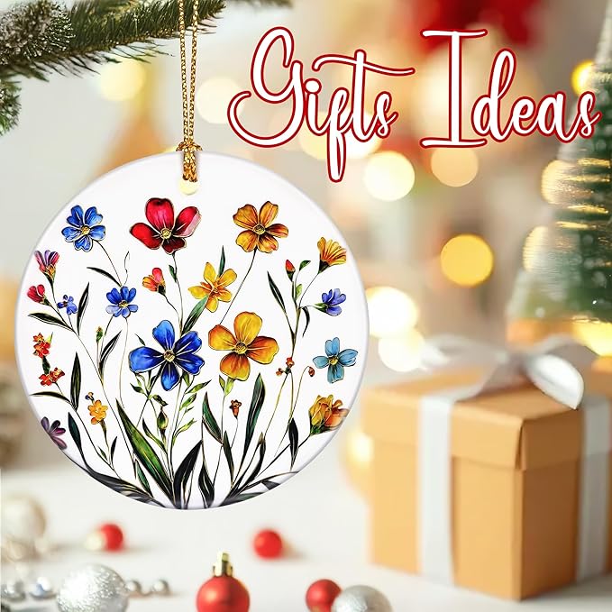 Flower Hanging Ornament, Christmas Ornaments, Xmas Decorations for Tree, Ornaments for Christmas Tree, Holiday Ornament, Flower Themed Gifts, Holiday Party Gifts, Xmas Gift Ideas - Wildflower