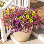 Artificial Fake Flowers for Outdoors 12 Bundles Faux Silk Flower Spring Decoration Artificial Fake Plants Outdoor Plastic Flowers UV Resistant No Fade for Home Planter Porch Patio Yard Decor