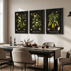 Large Vintage Framed Botanical Wall Art for Living Room, 3 Piece Dark Green Plant Canvas Paintings Prints, Retro Coffee Botanical Leaf Pictures for Dining Room Coffee Bar Kitchen Wall Decor, 24x36 In