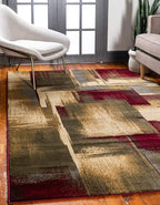 Unique Loom Barista Collection Area Rug - Timor (9' x 12' Rectangle, Multi/ Red)