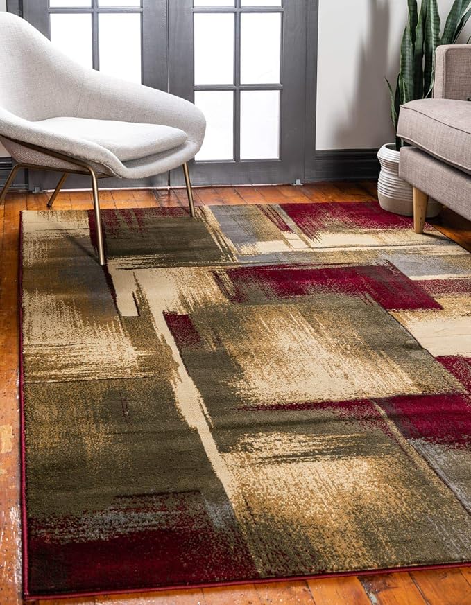 Unique Loom Barista Collection Area Rug - Timor (4' 1" x 6' 1" Rectangle, Multi/ Red)