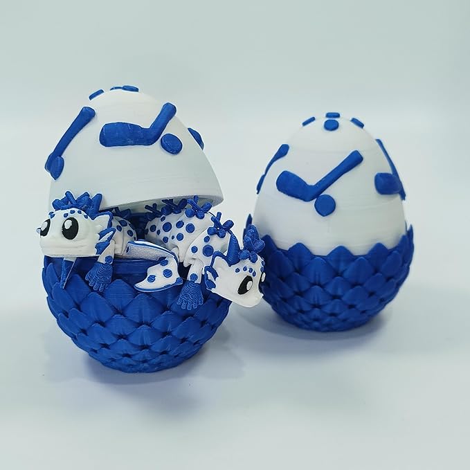 Enchanted 3D Egg with Miniature Inside - Handcrafted Printed Collectible | Fantasy Decor & Gift (Iceball Dragon & Egg (Box))