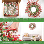 Artgar Front Door Wreath 26 Inch Spring/Summer Wreaths for Front Door, Front Door Wreaths for All Seasons for Indoor Outdoor Home Office Wall Window Wedding Farmhouse Decor (Red Pink)