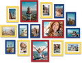 Vittanly 15 Pack Picture Frames Collage Wall Decor, Multi Sizes Including 3pcs 8x10, 6pcs 5x7 and 6pcs 4x6 Photo Frames, Gallery Frame Set for Wall or Tabletop Display, Red, Yellow and Blue