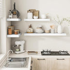 Vivelove 12 Deep Floating Shelves for Wall, 24/36/48/55 Inch Shelves for Room Wall Mounted, 2" Thick Floating Shelf for Living Room Bedroom Bathroom Kitchen Laundry Room, Set of 2 White