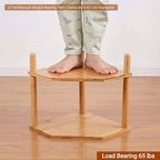 2-Tier Expandable Bamboo Corner Shelf - Dish/Plate Organizer for Cabinet, Kitchen Counter Shelf & Small Kitchen Shelf, Adjustable (6.7" H-White, 2-Tier)