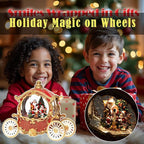 Christmas Red Carriage Snow Globe Lantern with Gift Box - Santa Scene Water Lantern with Glitter Snow - Musical Holiday Decor with LED Lights - Battery Or USB Cable Powered Operated (Red with gold)