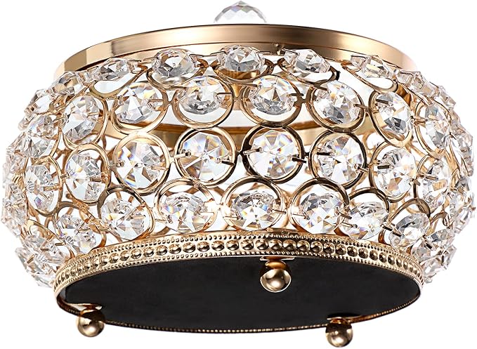 Hipiwe Crystal Jewelry Trinket Box with Glass Lid Large Gold Mirrored Treasure Box Decorative Jewelry Box Ring Earrings Necklace Storage Keepsake Box Gift for Women
