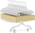 Quality Clear Plastic Skirt Hangers - 12 Pack Crystal Cut for Skirt, Pant, Dress, Suit, Coat Hangers Heavy Duty & Nonslip Design Asujtable Clips, Swival Hook, 17" inch (12, Crystal Skirt)