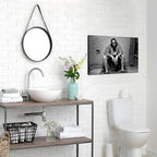 Funny Bathroom Wall Decor for Room Aesthetics - 90s Movie Posters Black and White Wall Art, Toilet Humour Amusing Cool Wall Art Funny Bathroom Signs 16x24 in
