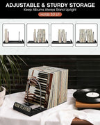 BS-VOG Now Playing Vinyl Record Stand, 50 LP Vinyl Record Storage with Non-slip Grooves, Wood Now Spinning Vinyl Record Holder for Albums Magazine Rack Magazine Organizer Record Display, Gift Package