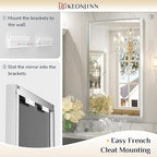 Keonjinn 48 x 36 Inch Silver Bathroom Mirror for Over Sink Large Rectangle Wall Mirror Brushed Metal Framed Square Corner Vanity Mirror Wall Mounted Rectangular Farmhouse Mirror(Horizontal/Vertical)