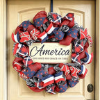 250th Anniversary Patriotic Wreath, 1776-2026 American Independence Day Wreath,16 in Red White Blue Front Door Wreath, Indoor Outdoor Home Decor for 4th of July, Memorial Day, Veterans Day (X)