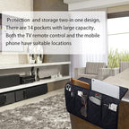 Armchair Caddy, Sofa Armrest Organizer with 14 Pockets, Waterproof Non Slip Recliner Remote Control Holder, Couch Chair Arm Storage for TV Remotes, Phone, iPad, Magazine, Books