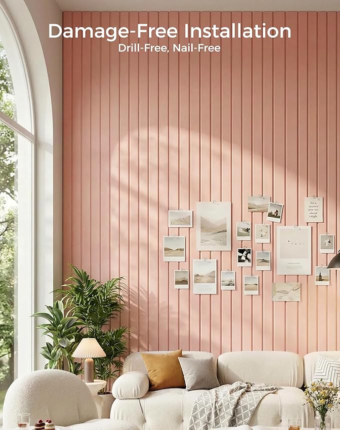 Aothia 12-Pack Felt Bulletin Board Tiles 48"x36", Modular Pin Board for Smooth Walls, Cork Board Alternative for Notes & Photos, 0.35" Thick, 70 Adhesive Tabs & 40 Pins, Pink