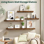 Floating Shelves for Wall 40 in x 9.3 in Deep, Wall Mounted Rustic Wood Shelf with Invisible Brackets for Storage & Display, Living Room Bedroom Bathroom, Brown, 2 Pack