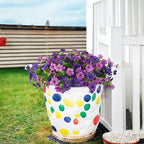 Homsunny Artificial Fake Flowers Faux Plants for Outdoors, 12 Bundles Silk Flowers Outside Spring Decor, Multicolor Faux Daisy Eucalyptus Realistic UV Resisitant for Planter Front Porch Garden Patio