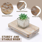 Maitys 3 Pcs Wooden Risers for Display Pedestal Stand Wooden for Decor Farmhouse Vintage Rustic Stackable Kitchen Stand Tray Riser, 3 Sizes(8 x 4.3, 6 x 3.5, 4 x 2.8 in,White)