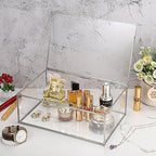 Hipiwe Vintage Silver Rectangle Jewelry Display Organizer Box with Lid, X-Large, USSN202312DUH