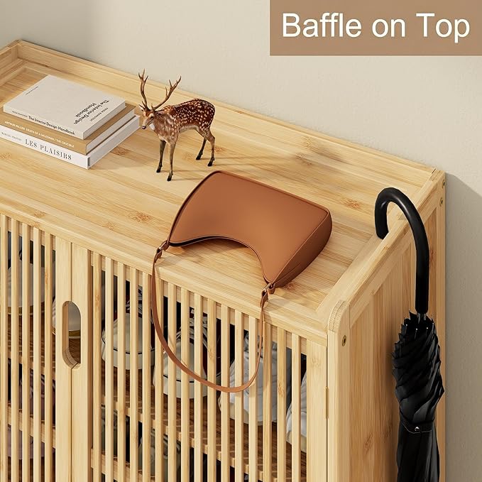 Shoe Cabinet with Doors Bamboo 5 Tiers Shoe Storage Cabinet for Entryway, 25 Pairs Wooden Shoe Cabinets, Modern Shoe Organizer Storage for Living Room, Bedroom, Hallway, Closet Nature
