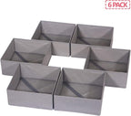 DIOMMELL 6 Pack Foldable Cloth Storage Box Closet Dresser Drawer Organizer Fabric Baskets Bins Containers Divider for Clothes Underwear Bras Socks Lingerie Clothing, M Grey 600