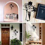 Goodangie00 Black Jesus Wall Cross Decor - 11.8" Metal Crucifix Wall Art Christian Hanging Decoration for Home Living Room, Church, Entryway, Prayer Room, Blessed Religious Easter Gift