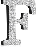 Qunclay 12'' Silver Crystal Diamond Bling Letters Crushed Diamond Decoration Wooden Glitter Letter with Screw and Hooks Rhinestone Gift for Wedding Y2k Mcbling Bedroom Wall Decor (Letter F)