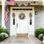 TEMPUS Patriotic Floral Swag Wreath 2-Pack, 22" Red White Blue Artificial Daisy Teardrop Swags with Striped Bow, Handcrafted Patriotic Door Decor for 4th of July Independence Day, Memorial Day