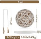 Hanobe Decorative Serving Tray Round: 2Pcs Farmhouse Coffee Table Decor with White Boho Bead Garland - Mandala Trays for Living Room Kitchen Display