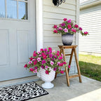 Artificial Fake Azalea Flowers for Outdoor Spring Decoration, Faux Silk Flower for Summer UV Resistant Look Real Plants for Garden Yard Porch Walkway Indoor Decor, 2PCS