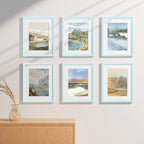 Vittanly 11x14 Picture Frames Set of 9, Shatter Resistant Plexiglass, Display 8x10 Pictures with Mat or 11x14 without Mat, Photo Frames for Wall or Tabletop, Engineered Wood, Light Blue