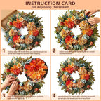 WANNA-CUL 24 Inch Spring Hydrangea &Peony Wreaths for Front Door, Summer Fall Door Wreath with Orange Dahlia Flowers for Wedding or Indoor&Outdoor Decoration