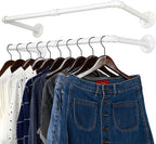 WEBI Clothing Rack Wall Mount,32" Industrial Pipe Clothes Rack for Hanging Clothes,Heavy Duty Iron Garment Rack Bar,Retail Display Clothes Rod for Closet,Laundry Room,White,2 Packs