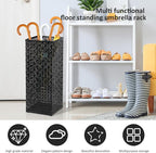 Metal Umbrella Holder Square Umbrella Stand Iron Umbrella Bucket Umbrella Stand Stable Umbrella Bucket Large Storage Space Umbrella Stand Suitable for Umbrellas (Black)