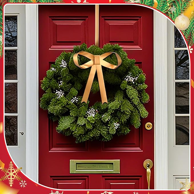 Blulu 22.5 Inch Valentine's Day Wreath Door Hanger Metal Bow Hanging Hook Front Door Metal Hanging Hook Decorative Adjustable for Valentine's Day Holiday Home Window Decor