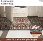 U'Artlines 3' x 16' Boho Hallway Runner Rug, Rust Non Slip Washable Vintage Farmhouse Accent Rug Carpet for Kitchen Entryway Laundry and Living Room (Rust＆Teal)