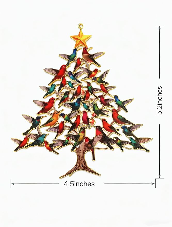 Stacked Hummingbird Christmas Decorations Hummingbird Christmas Ornament, 2D Laser-Cut Iron Metal Decor for Holiday, 2025