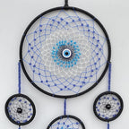 Blue Evil Eye Dream Catcher Wall Decor, Jiyamony Dreamcatcher Hanging Pendant for Home Protection and Blessing Decor with a Car Accessories Evil Eye Charm Gift