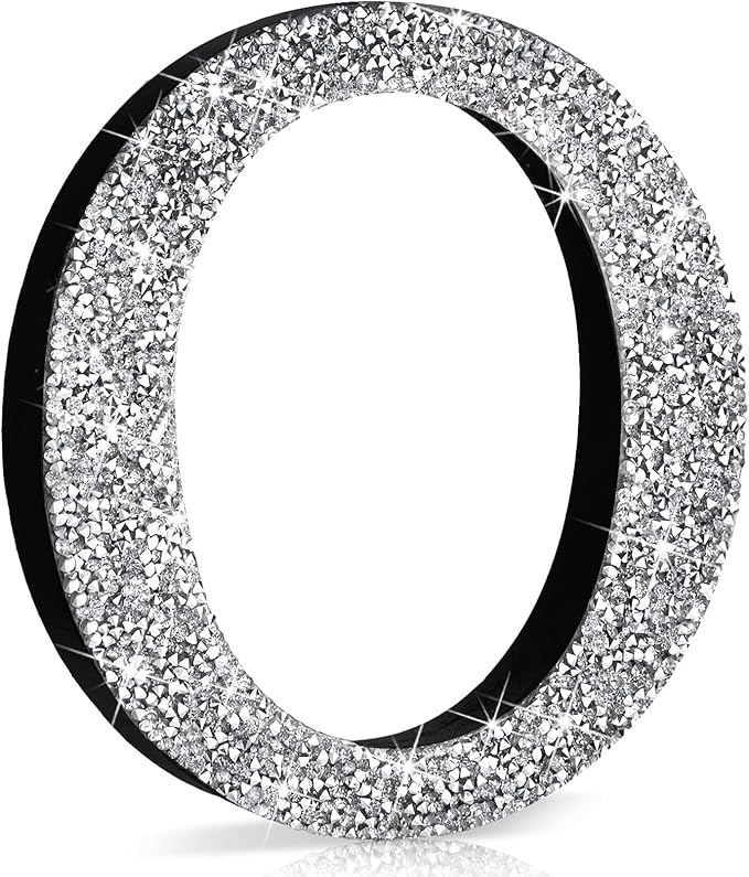 Qunclay 12'' Silver Crystal Diamond Bling Letters Crushed Diamond Decoration Wooden Glitter Letter with Screw and Hooks Rhinestone Gift for Wedding Y2k Mcbling Bedroom Wall Decor (Letter O)