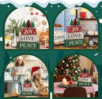 Lineshading 4 Pcs Christmas Table Decor Christmas Tree Centerpiece Joy Peace Love Sign Rustic Decorative Tree Block Signs Gift Winter Tiered Tray Decor Farmhouse for Home Xmas Party Kitchen Shelf