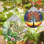 Jocidea Fairy & Hummingbird Christmas Ornament - Stained Glass Hanging Decor - Tree Decoration - Gifts for Women, Her, Mom