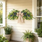 Floral Swag for Front Door Greenery Teardrop Swag Artificial Eucalyptus Olive Leaves Mixed Berry Swag with Bow Summer Wreath for Farmhouse Wedding Arch Party Wall Home Indoor Outdoor Holiday Decor