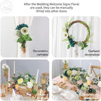 Odouzy Artificial Wedding Arch Flowers for Wedding Sign,Set of 2 for Wedding Welcome Ceremony Sign,Faux Floral Swags,Wedding, Banquet and Reception Backdrop Floral Decoration (Dark Green)